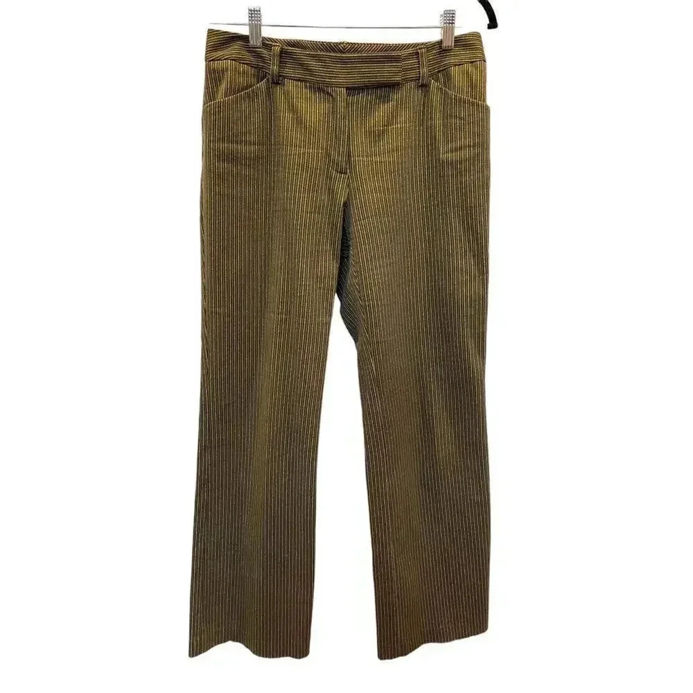 Ann Taylor Factory Size 6 Green & Brown‎ Striped Pants